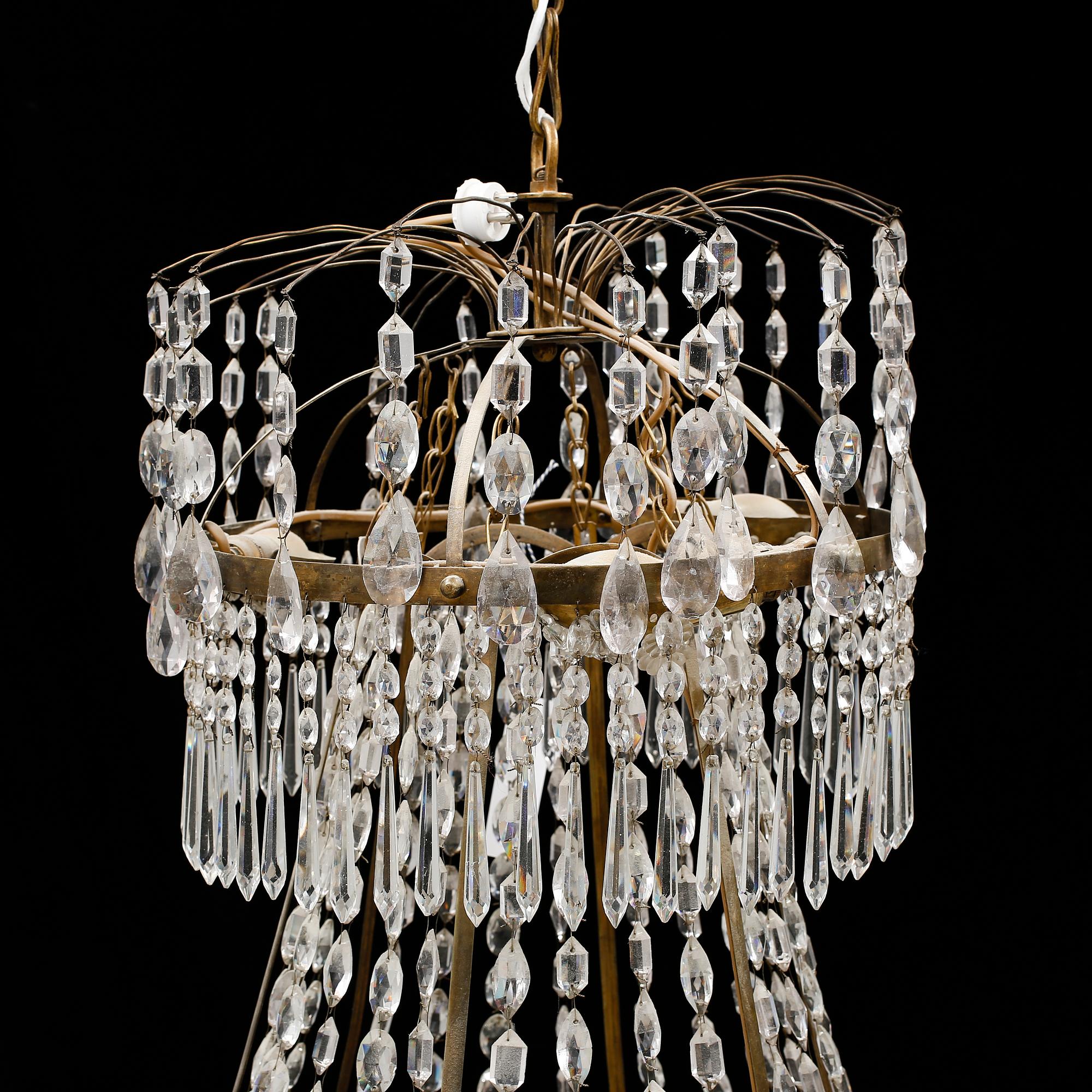 A late Gustavian early 19th century seven-light chandelier.