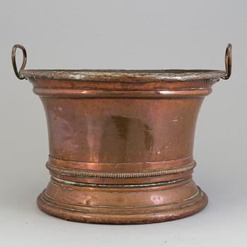 An 18th century copper wine cooler.