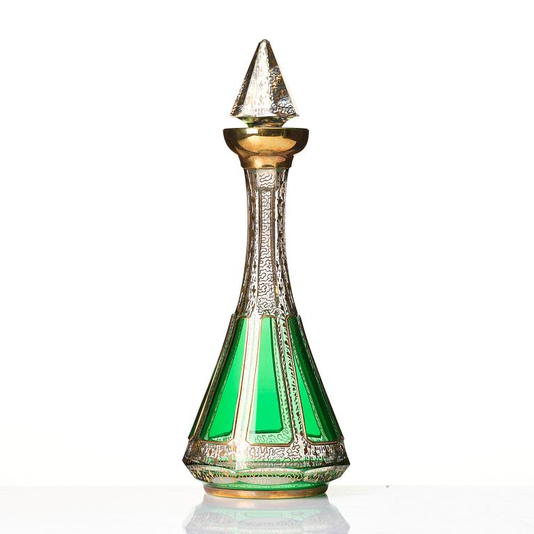 Likörservis, glas, en karaff och sex glas, Murano,  samt kanna,, 1900-tal.