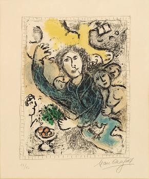 MARC CHAGALL, colour lithographe, signed and numbered 17/50.