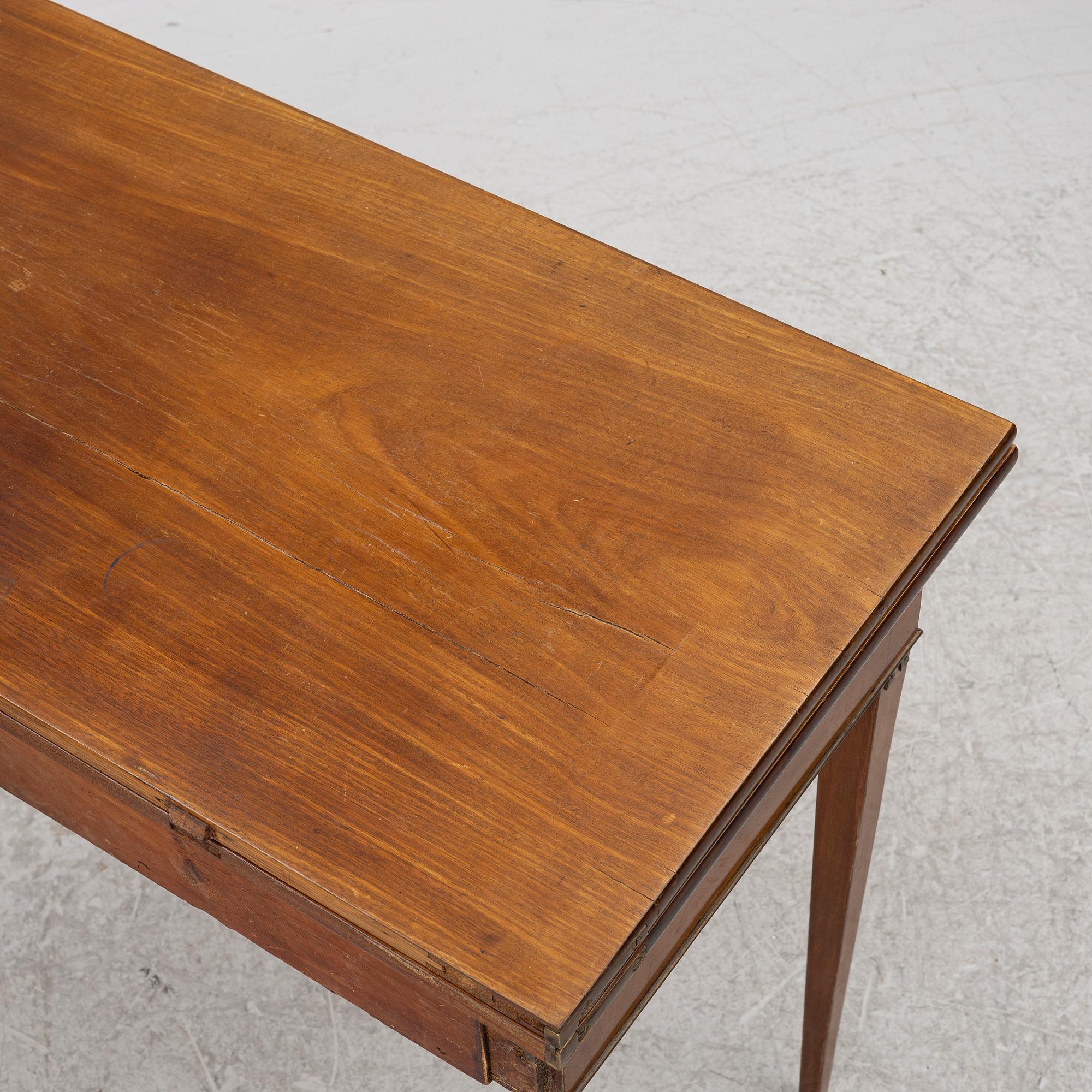 A late Gustavian mahogany cards table, Stockholm, late 18th century.
