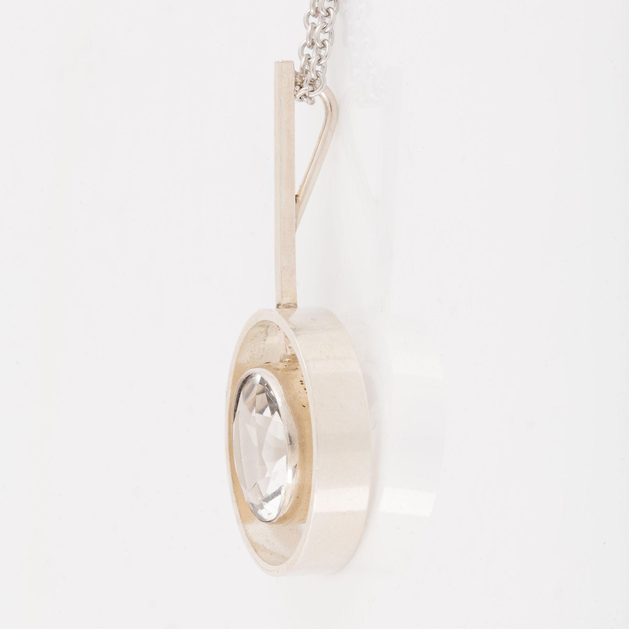 Niels Erik From, collier och örhängen, silver med bergkristall.