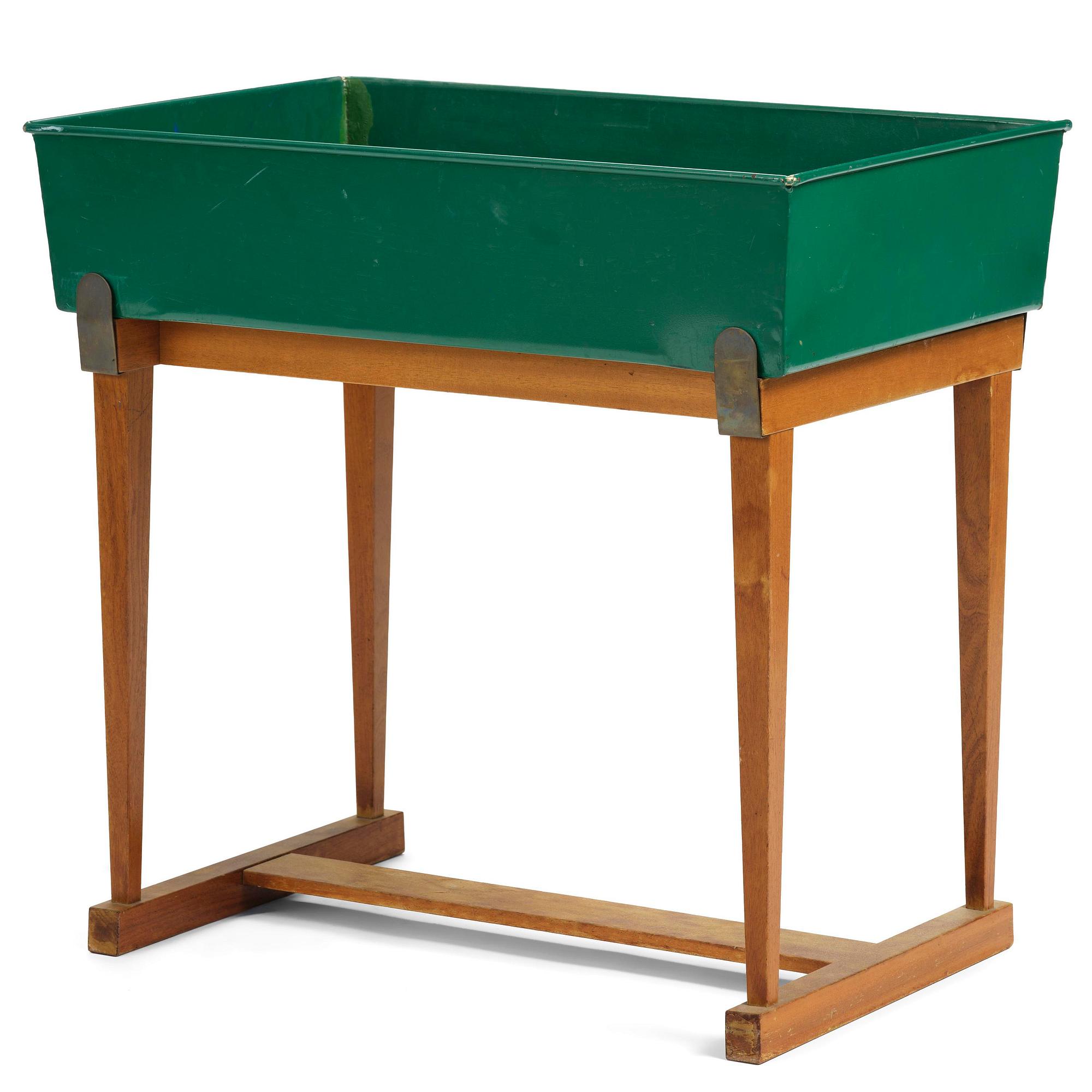 Josef Frank, a rare flower table with green lacquered box model "B 2084", Firma Svenskt Tenn, Sweden, 1950-60s.