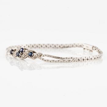 Arm bracelet, 18K white gold with small octagon-cut diamonds and sapphires.