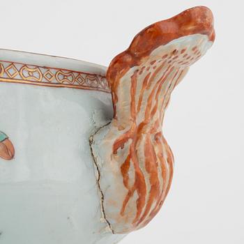 A famille rose 'double peacock' tureen with matched cover, Qing dynasty, Qianlong (1736-95).
