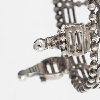 A Pair of Silver Salt Cellars, 18th century, likely Brussels, later tax stamps Linz, Austria 1806-7.