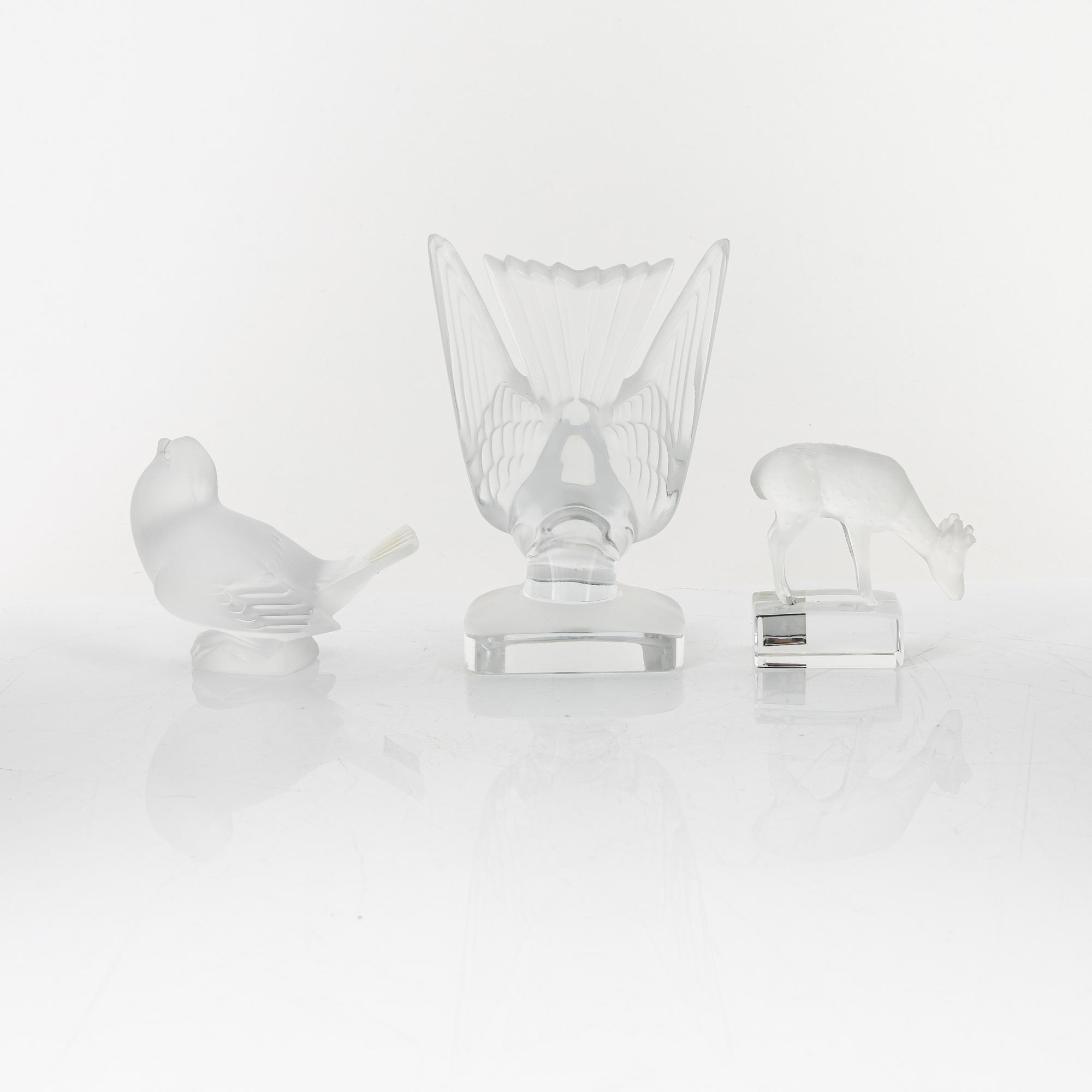A group of the glass figurines, Lalique, France.