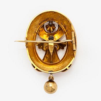 Brooch, 18K gold, pearl, Malmö 1882.