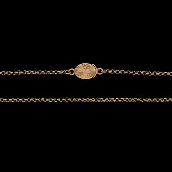 MEDALJONG OCH HALSKEDJA, 18k guld, Sverige och Frankrike 1800-tal. Tot vikt 23,3g.