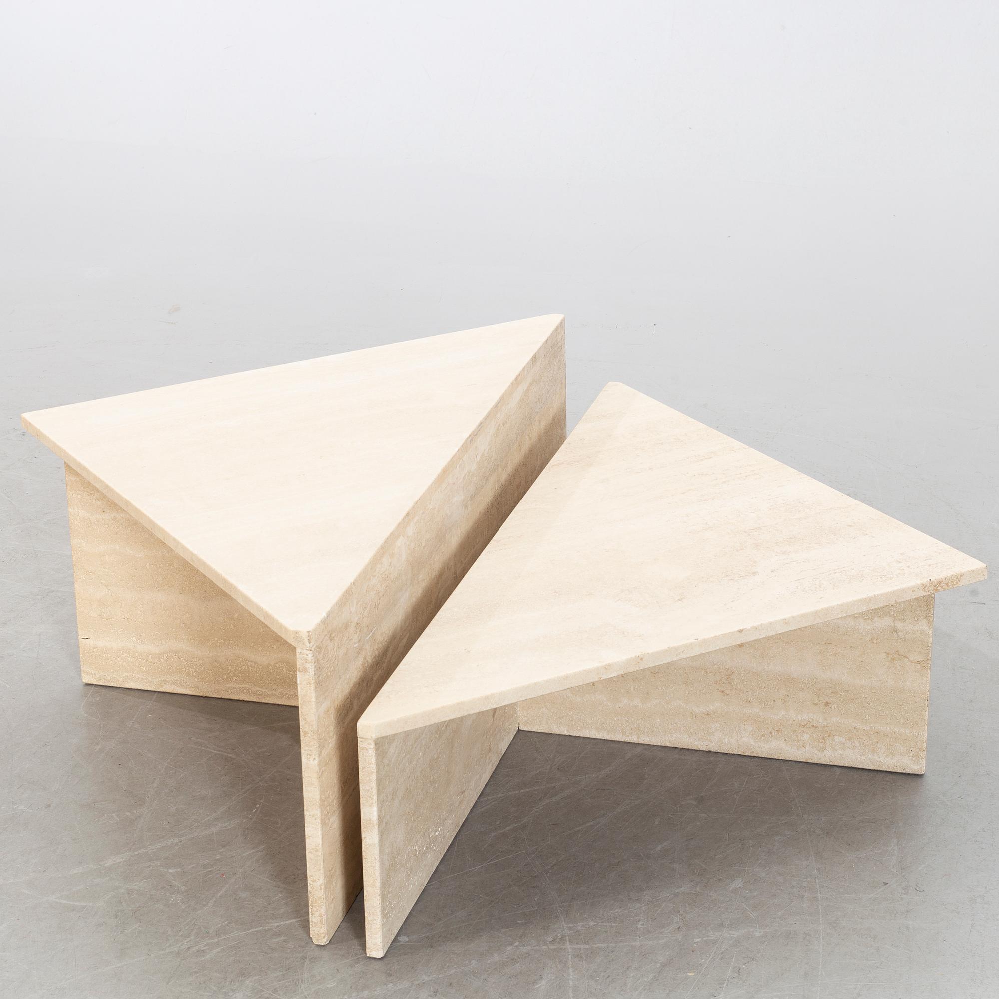A travertin 2 pcs coffetable.