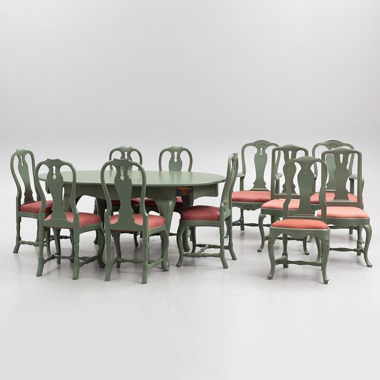 A 12-piece Rococo style dining suite, second half of the 20th Century.