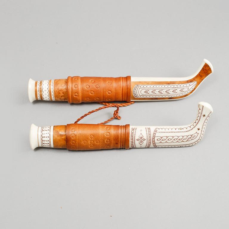 SAMEKNIVAR, 2 st, Anders Sunna, signerade, 1900-talets andra hälft.