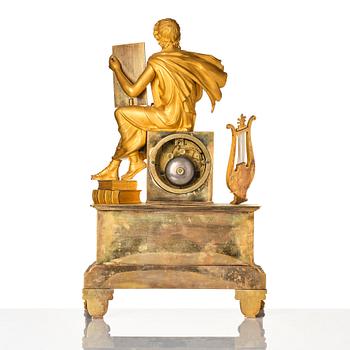 A French Empire mantle clock, early 19th century.