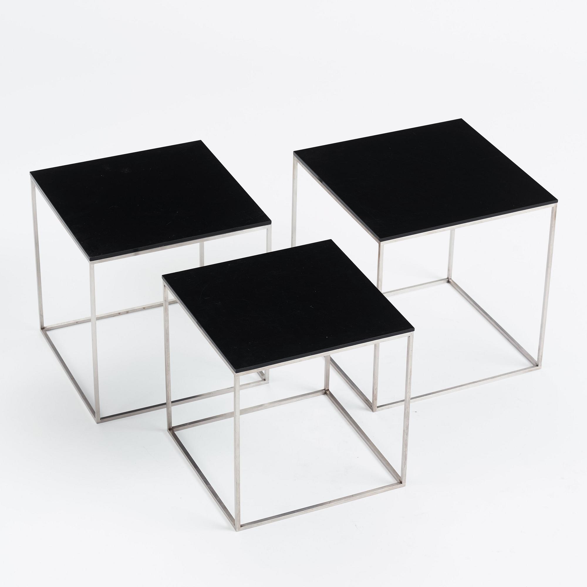 Poul Kjaerholm, a three-piece 'PK-71' nesting table, Fritz Hansen, Denmark, 2014.