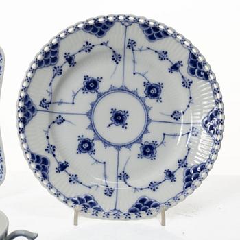 Royal Copenhagen, A 22 piece tea set, half laced and fukll laced, "Musselmalet", Denmark.