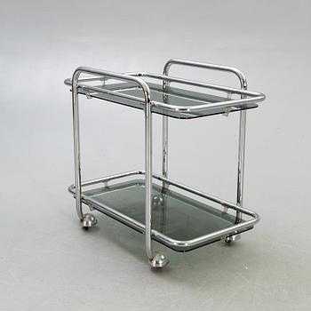 A 1970s chrome serving trolley.