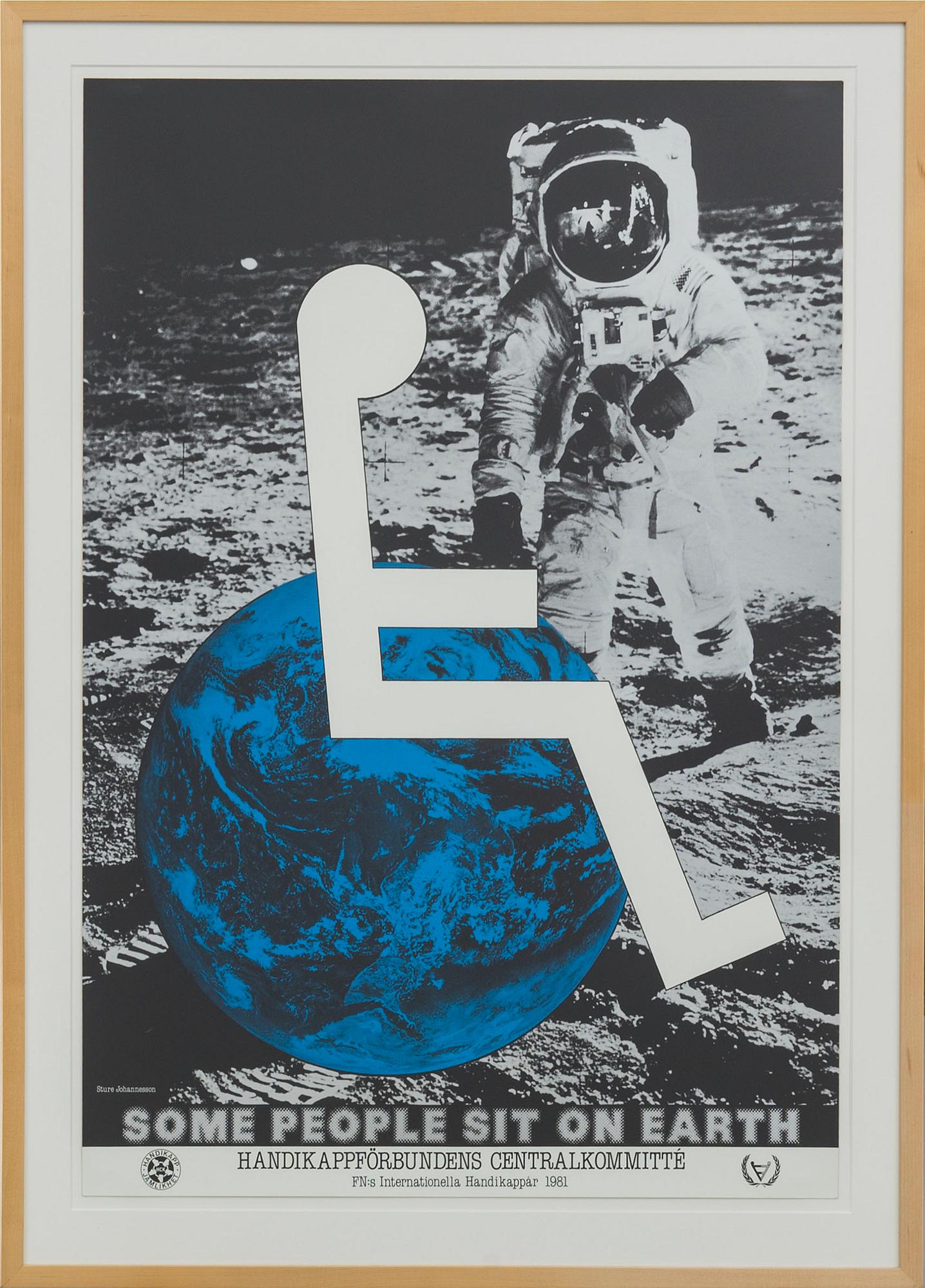 STURE JOHANNESSON, affisch, Some People Sit On Earth. UN International Year of The Handicapped. 1981.