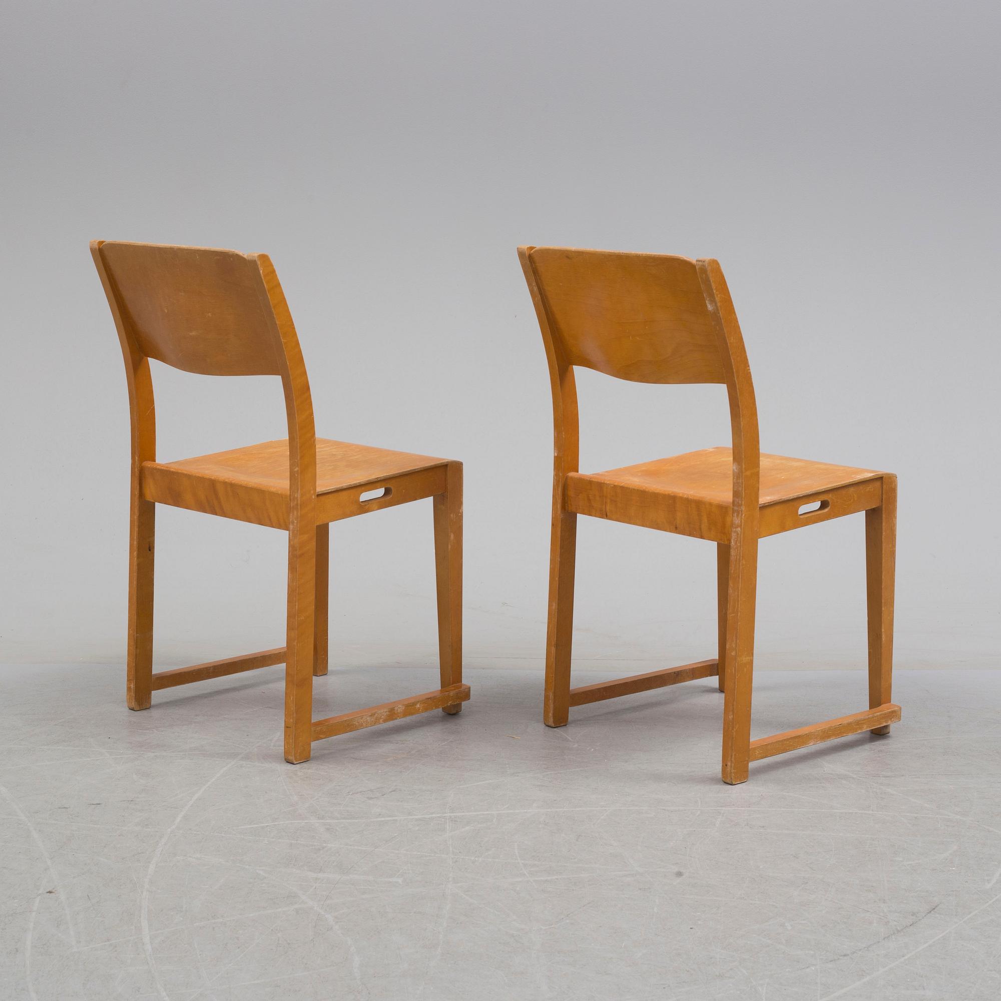 SVEN MARKELIUS, six birch 'Orkesterstolen' chairs, mid 20th Century.