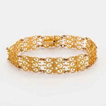 Esko Raitanen, collier, armband och örhängen, 14K guld, Helsingfors 1972.