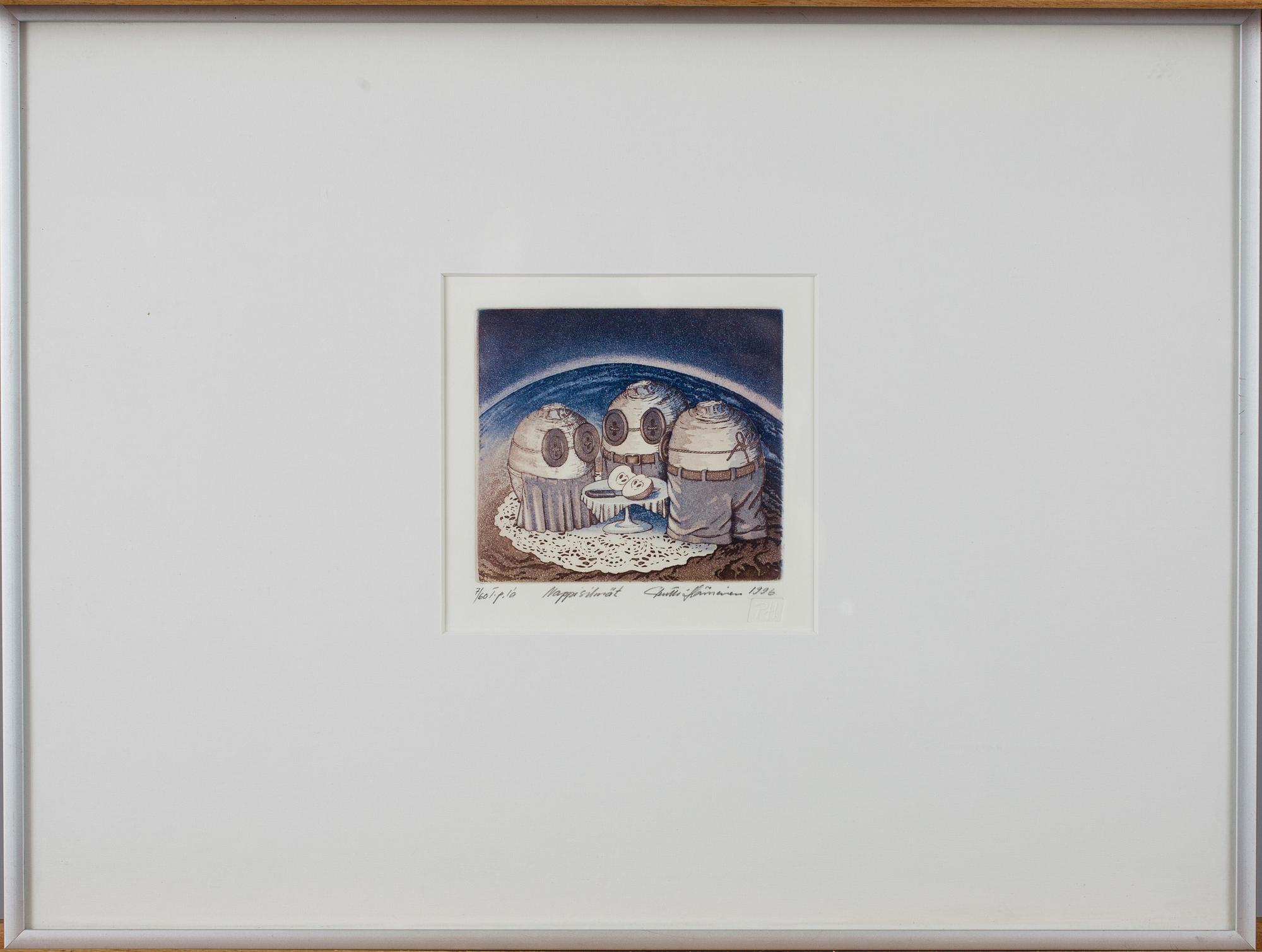 PENTTI HÄMÄLÄINEN, färgetsning, numrerad 7/60, signerad och daterad 1996.