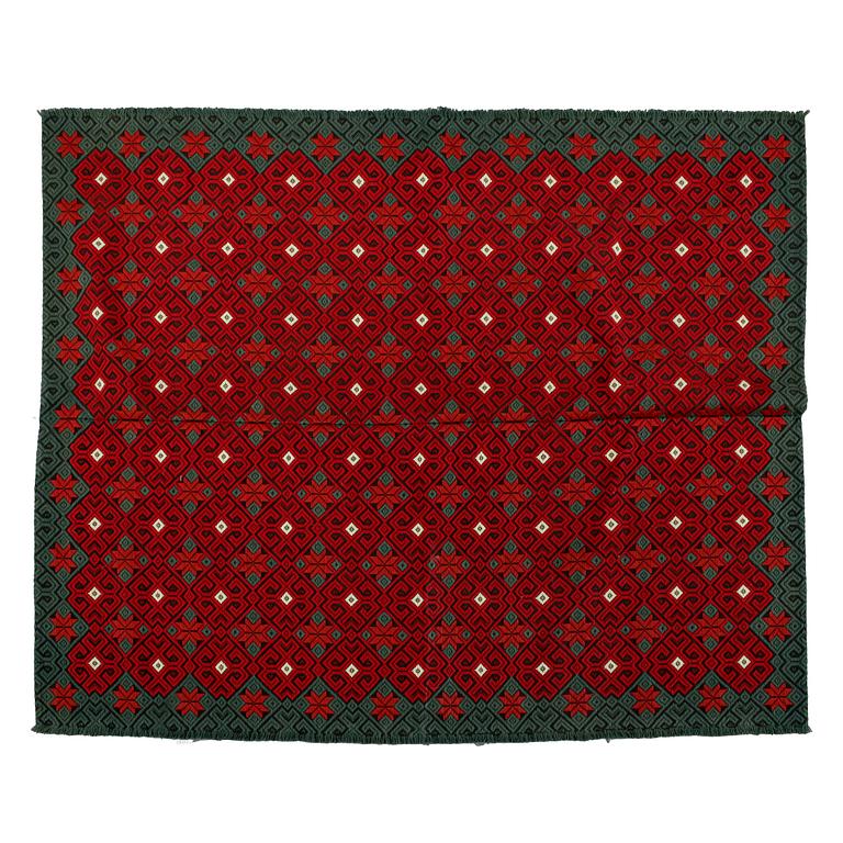 PLÄD, textil, allmogestil 1900-talets första hälft. 140 x 170 cm.