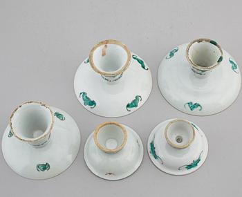 Five famille rose tazzas, Qing dynasty, 19th century.