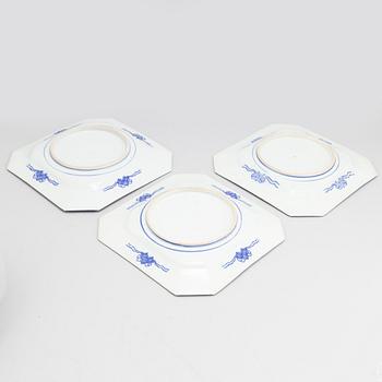 A group with six Japanese blue and white dishes, Meiji Period (1868-1912).