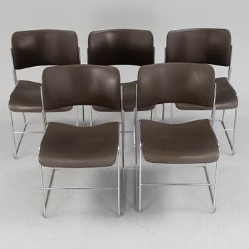 Five metal chairs produced by Overtoom International Technics, late 20th century.