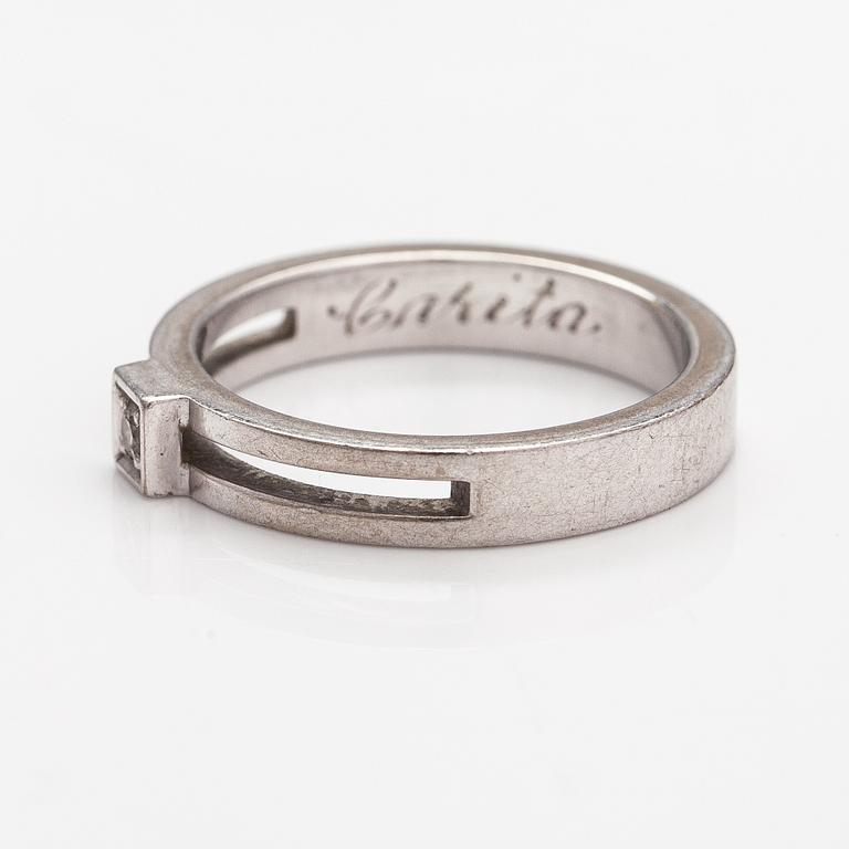 Ring, 14K vitguld, diamant ca 0.04 ct. Kultasarvi, Åbo.