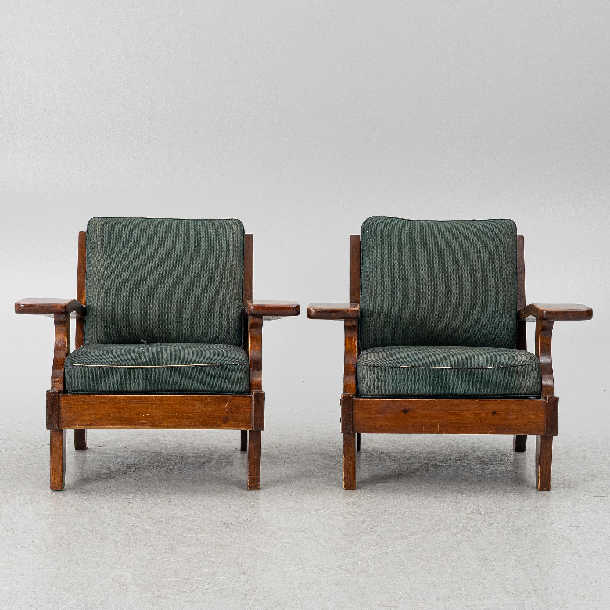 A pair of armchairs, mid-20th century.