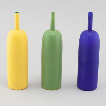 INGER PERSSON, three porcelain vases for Rörstrand, model "Pro Arte", two test models, not signed, and one signed, 1990s.