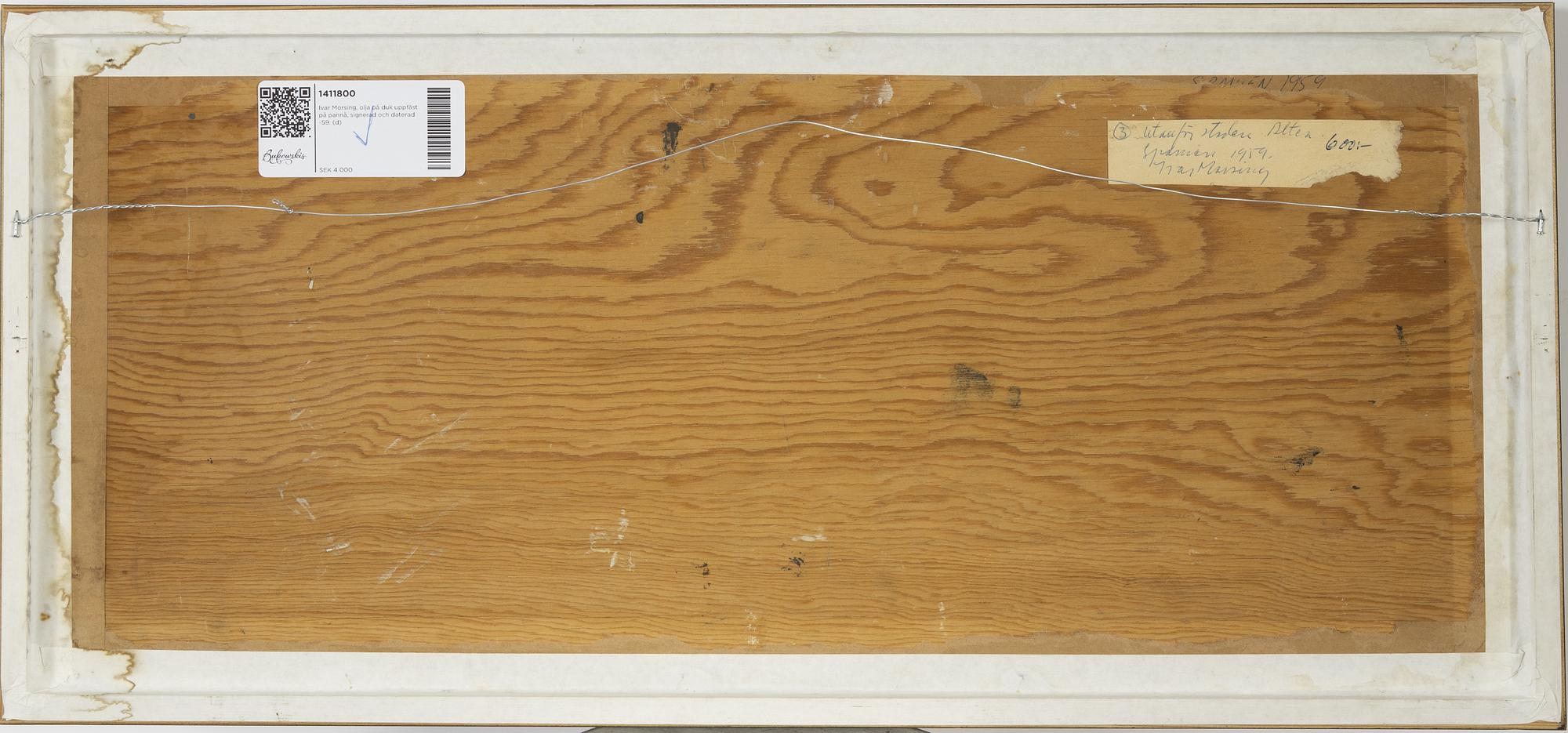 Ivar Morsing, olja på duk uppfäst på pannå, signerad och daterad -59.