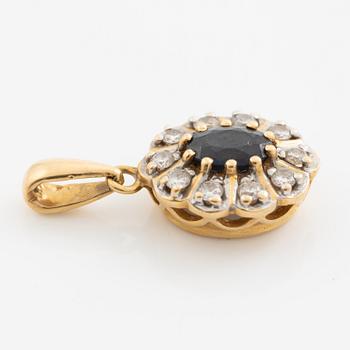 Pendant, carmosé model, 18K gold with sapphire and brilliant-cut diamonds.