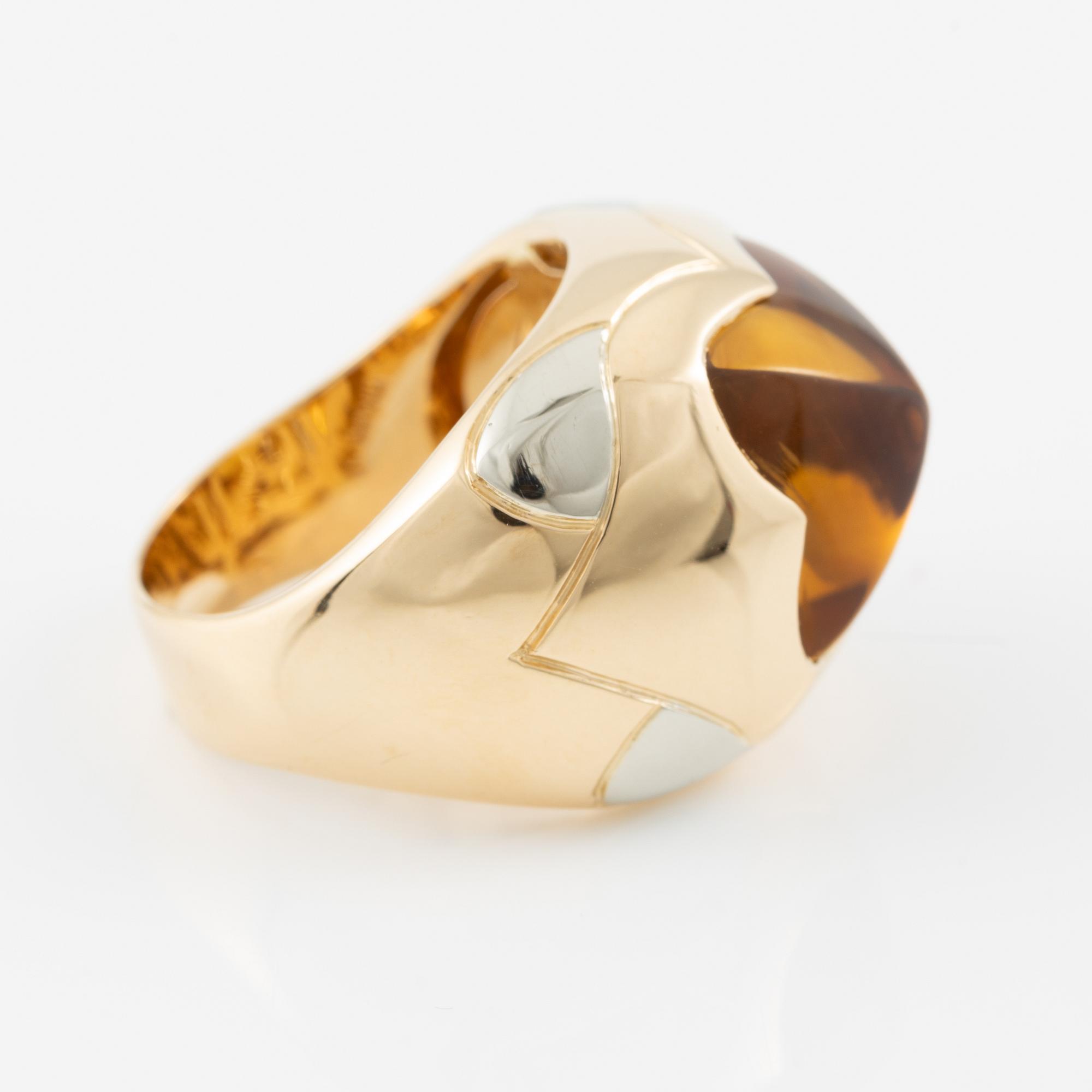 Bulgari, ring, "Pyramid", 18K gold with citrine.