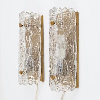 Carl Fagerlund, a pair of wall lights, Orrefors.