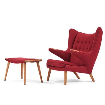 400. Hans J. Wegner, a Papa Bear chair and ottoman, Denmark, probably 1950s-1960s.