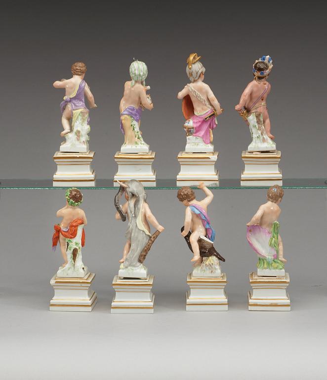 FIGURINER, åtta stycken, porslin. Berlin, omkring 1800.