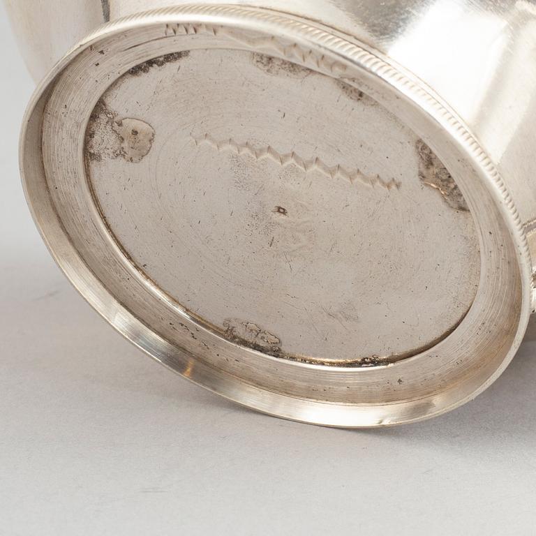 A Turkish silver sarf and cup, 18-19th century and 19-20th century.