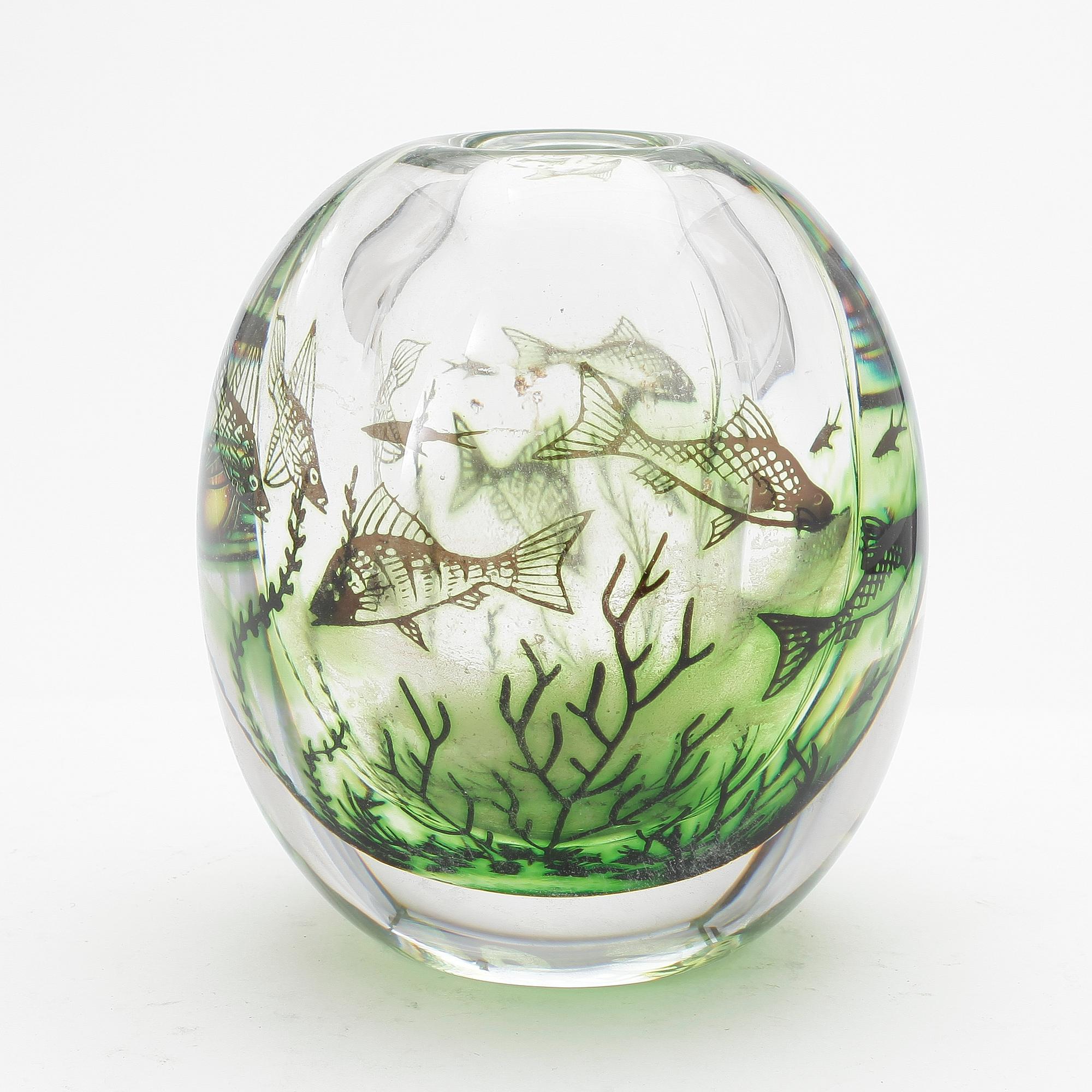 VAS, glas, "Fiskgraal" Edward Hald, Orrefors, 1962.