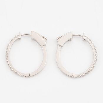 Earrings, hoops, 18K white gold with brilliant-cut diamonds.