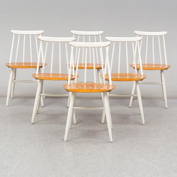 ILMARI TAPIOVAARA, six 'Fanett' chairs, Edsbyverken.