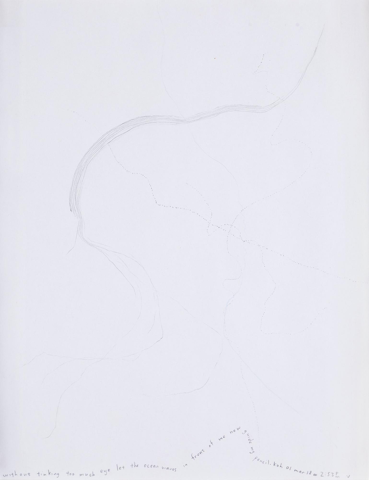 Terence Koh, "Without thinking too much eye let the ocean waves in front of me now guide my pencil".