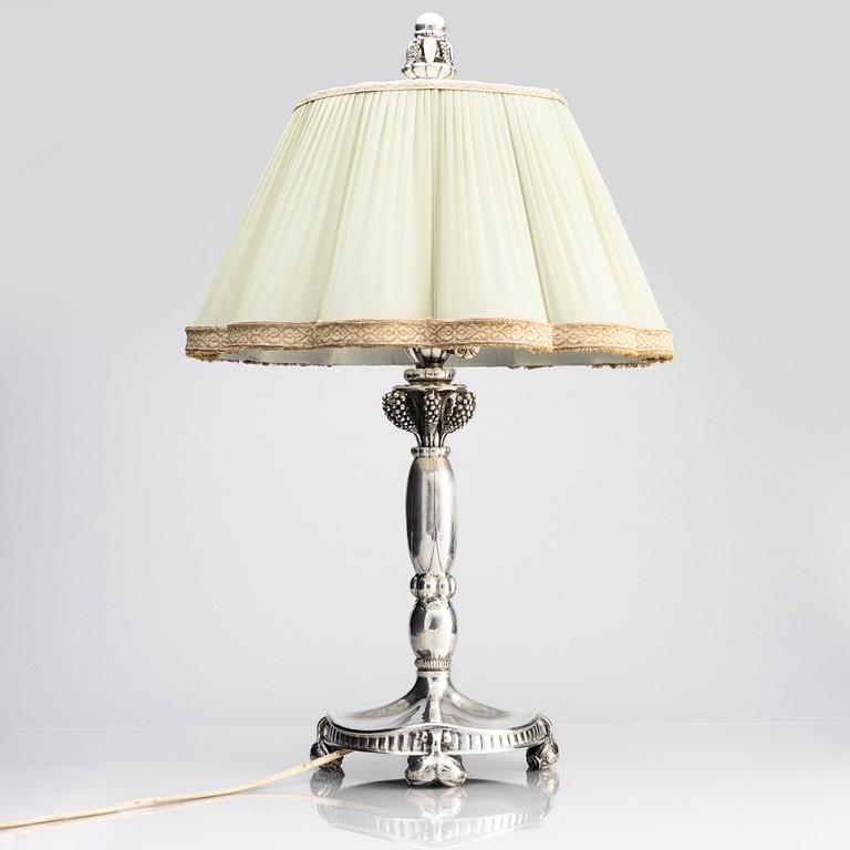 Georg Jensen, a table lamp, Copenhagen 1919, 830/1000 silver, design nr 79.