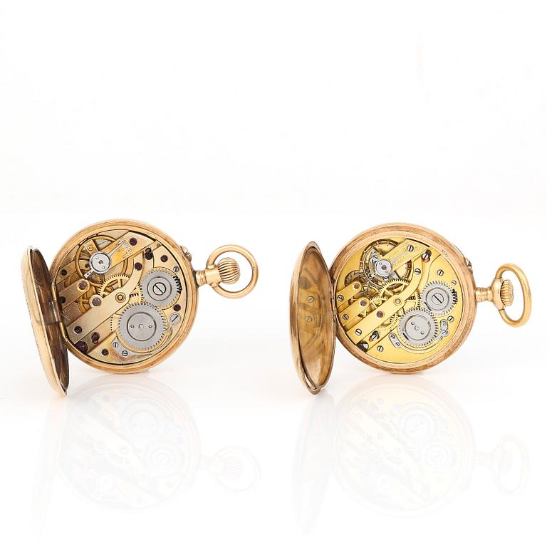 FICKUR, 2st, 14K guld, 1900-talets första hälft. Total vikt med urhus ca 61g.