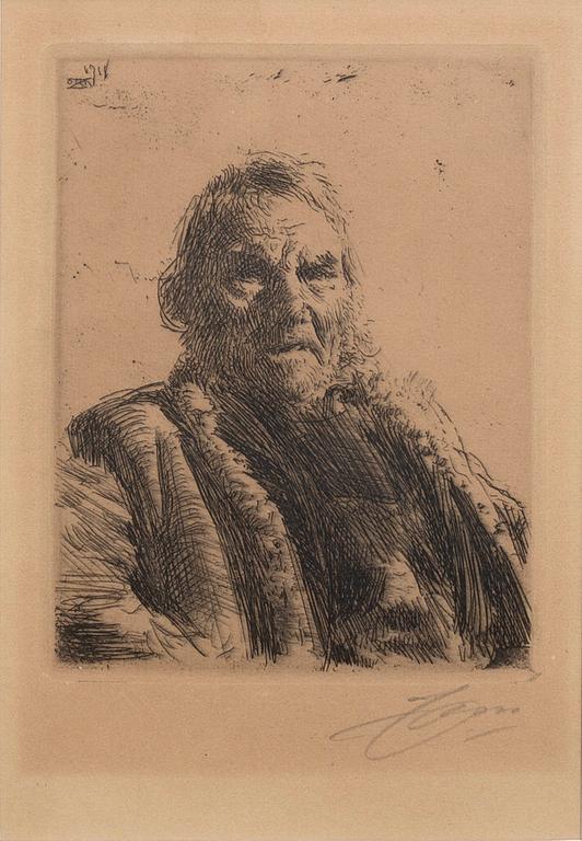 Anders Zorn, a signed etching from 1911.