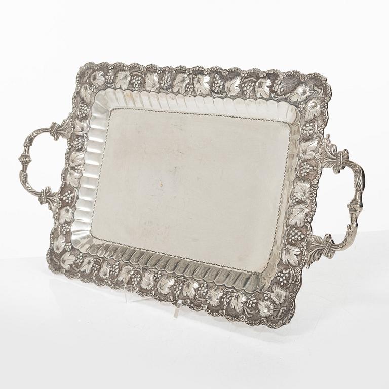 Tray, silver, 20th century.