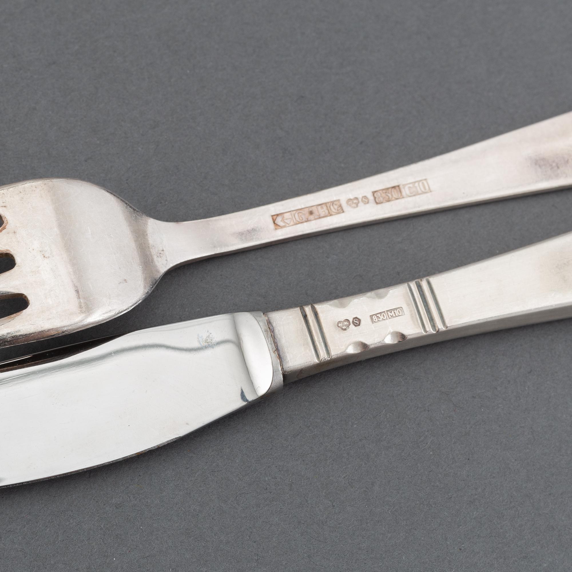 Jacob Ängman, a part 'Rosenholm' silver cutlery, Gab, third quatyer of the 20th century (114 pieces).