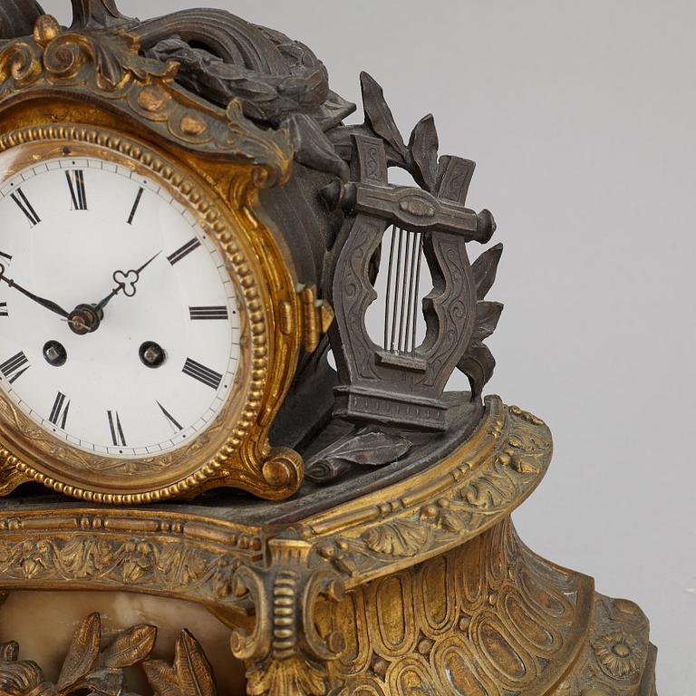 A large bronze mantle clock, circa 1900.