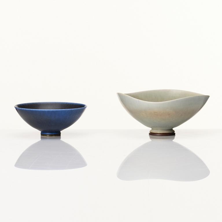 Berndt Friberg, a stoneware vase and two bowls, Gustavsberg studio, Sweden 1951-72.