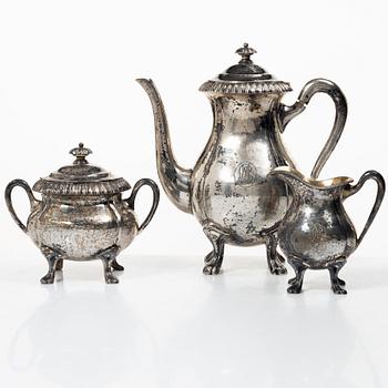 C.G. Hallberg, A three piece silver coffee service, Stockholm 1919.